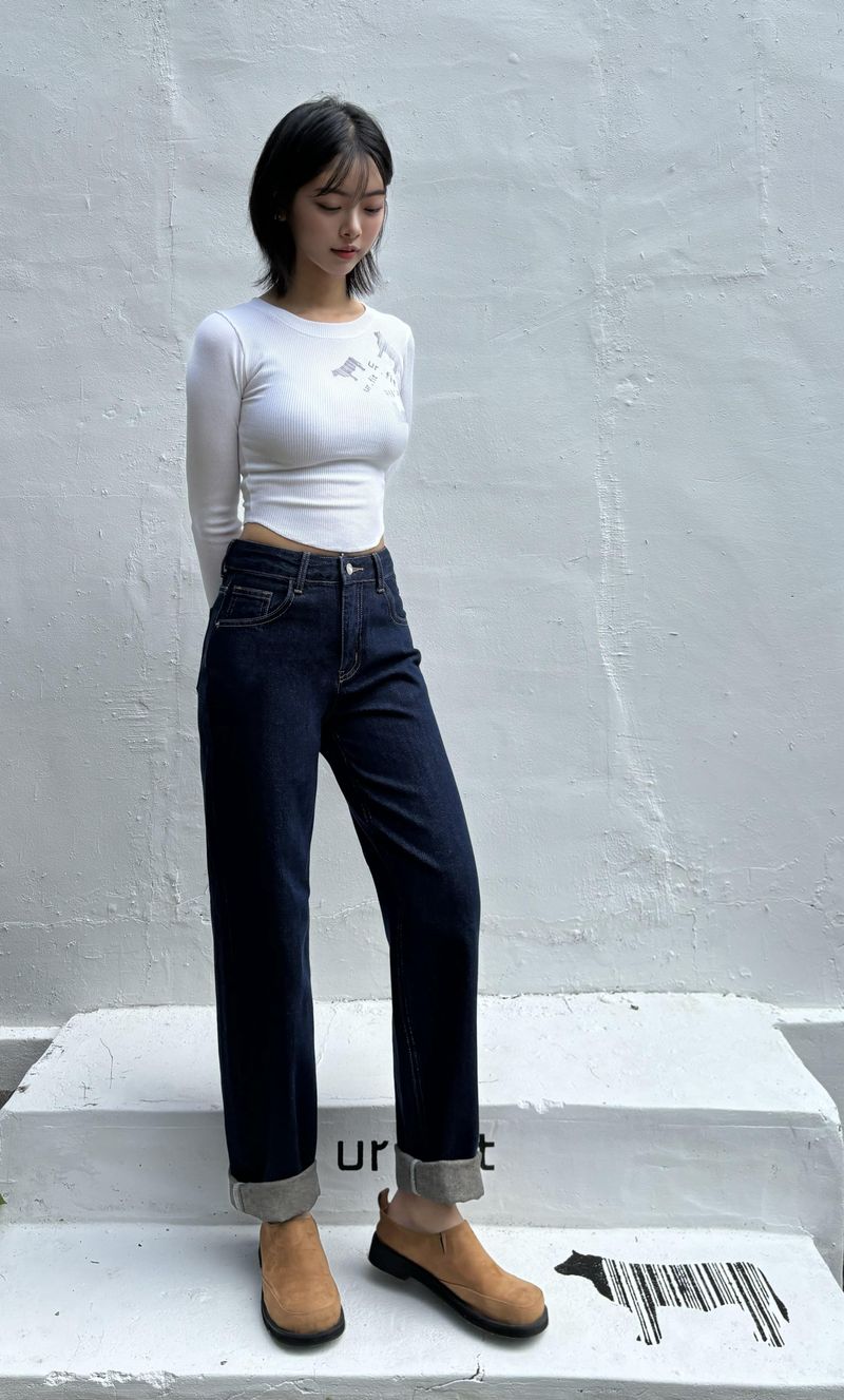 DARK BLUE STANDARD FIT DENIM PANTS code 23003
