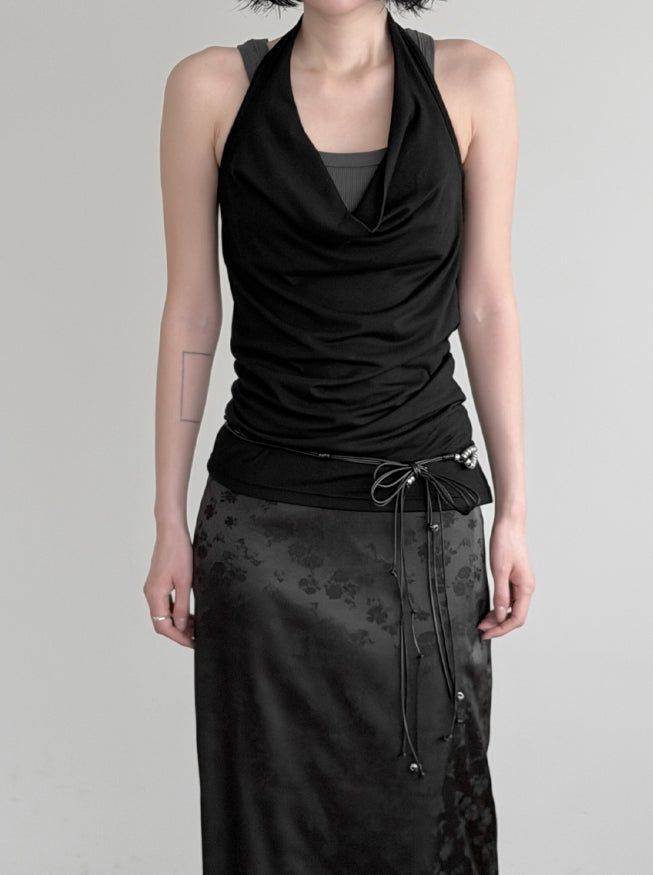 mnem（ムネム）の「Cowl Neck Draped Layered Halter Top（Tops）」