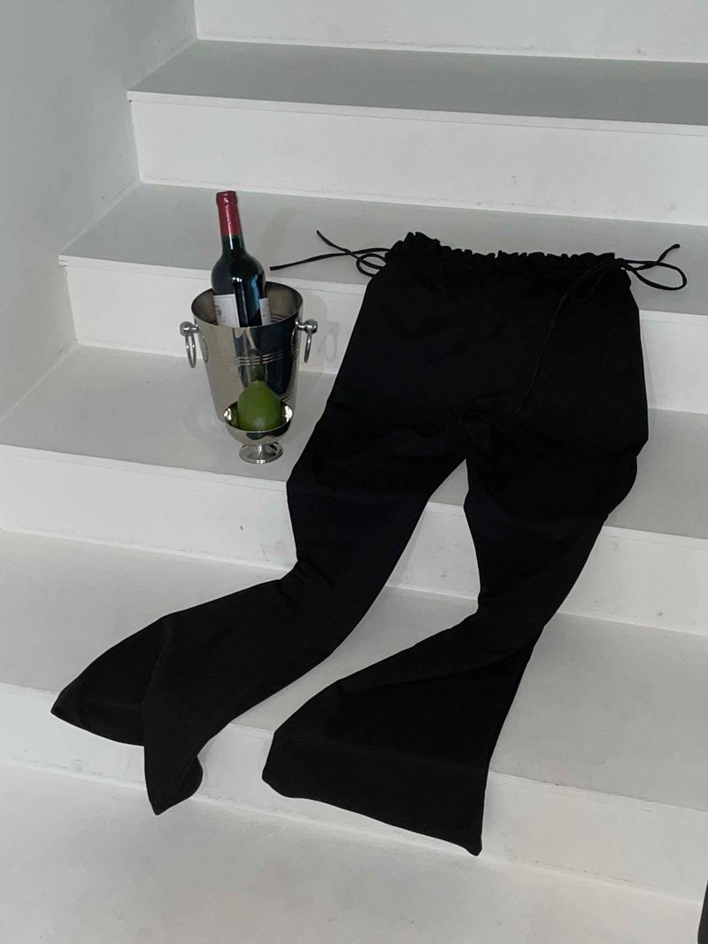 Angel frill ribbon wide pants
