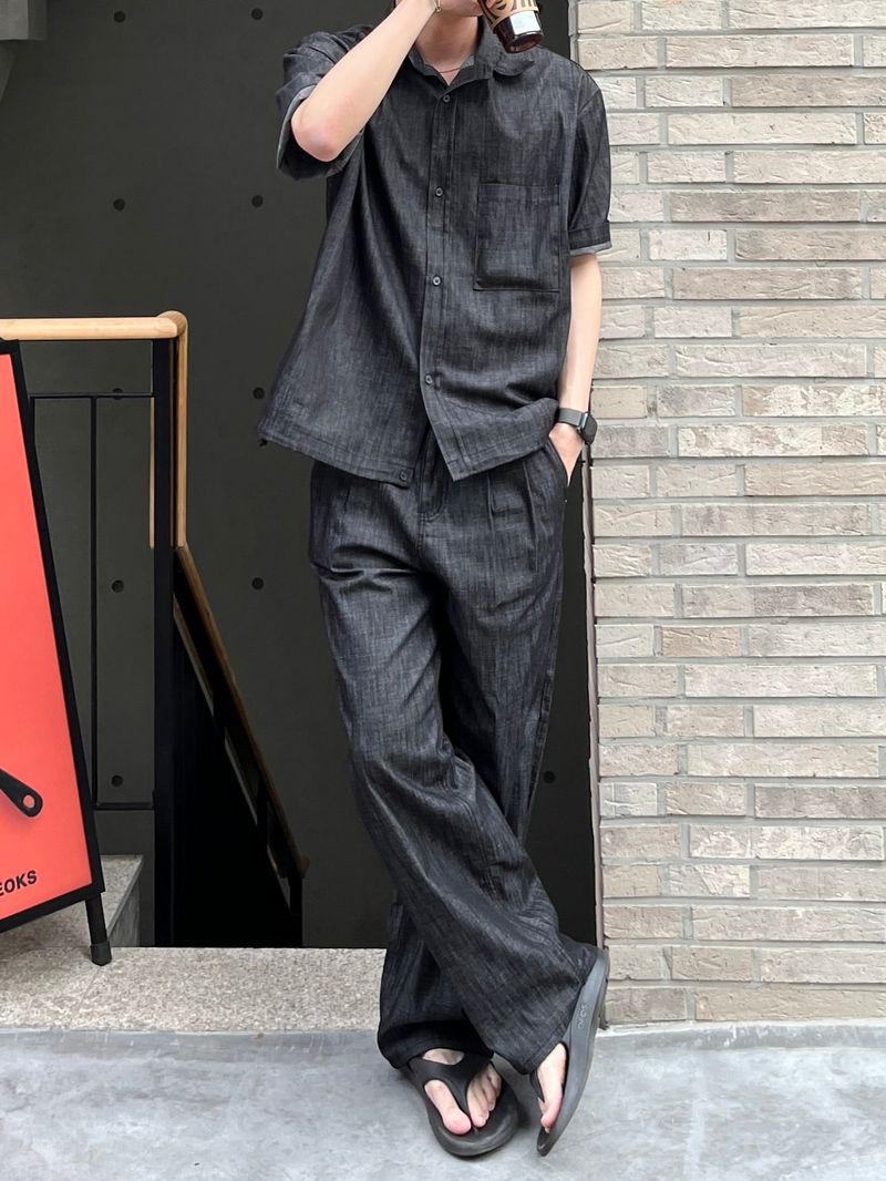 WHAT A LOOK（ワット ア ルック）の「Mire two tuck linen denim（Pants）」