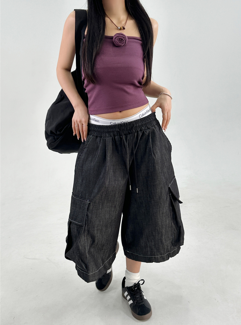 BLUE BERMUDA DENIM CARGO PANTS💙🖤 - 2 COLORS