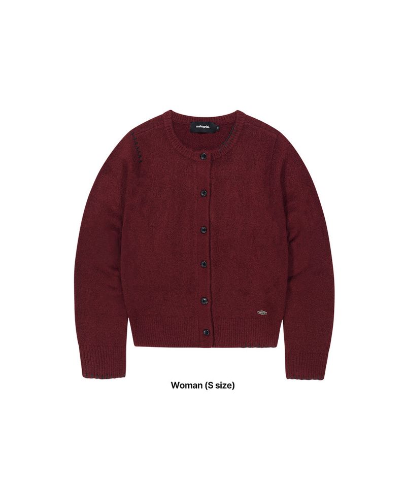 ROUND BUTTON UP CROP CARDIGAN_RED
