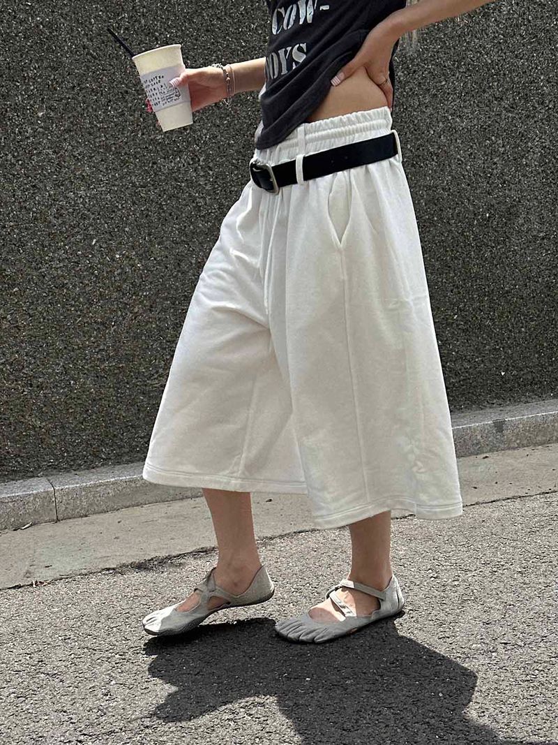 Two belt bermuda sweat pants(3color)