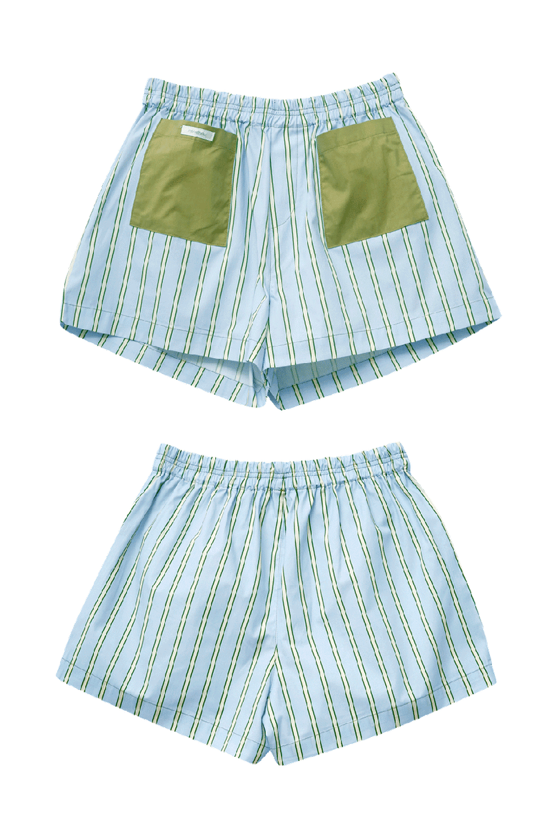 Sky Green Stripe Shorts
