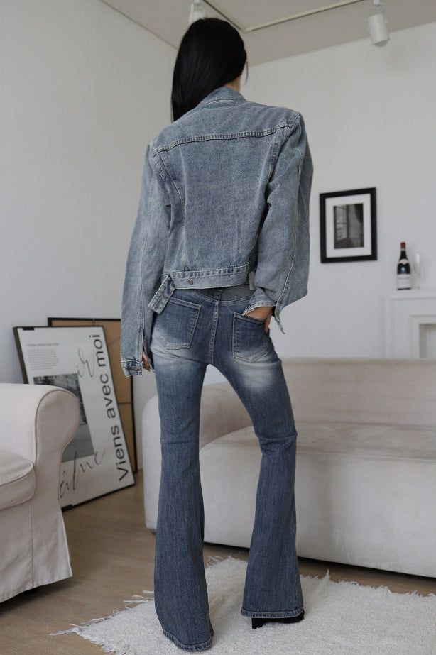 Vintage Washing Crop Denim Jacket