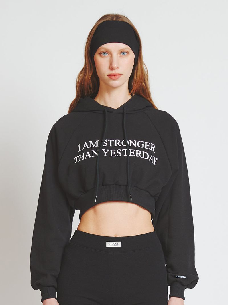 crank（クランク）の「SLOGAN CROP HOODIE_BK（Tops）」