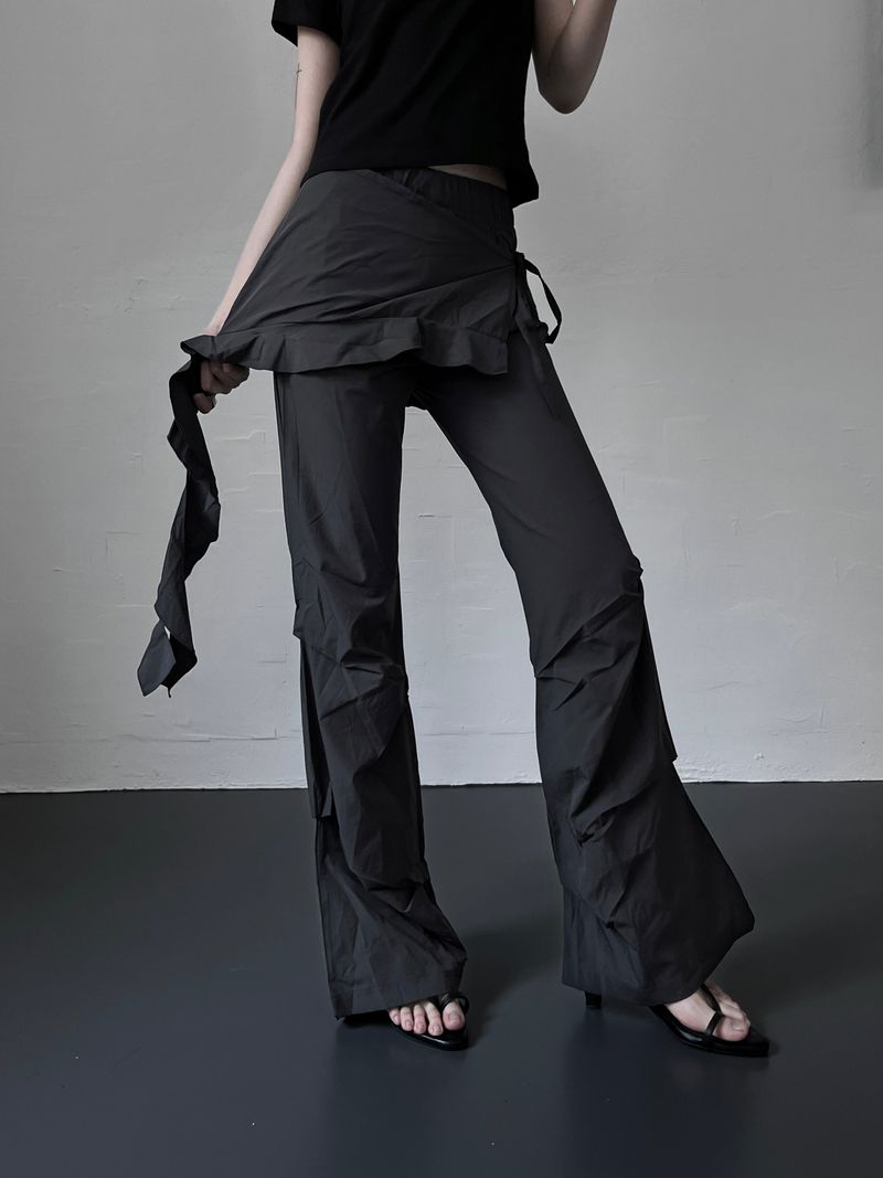 nylon skirt layered pants (2color)