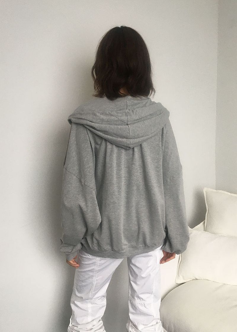 SHIRRING HOOD ZIP-UP 