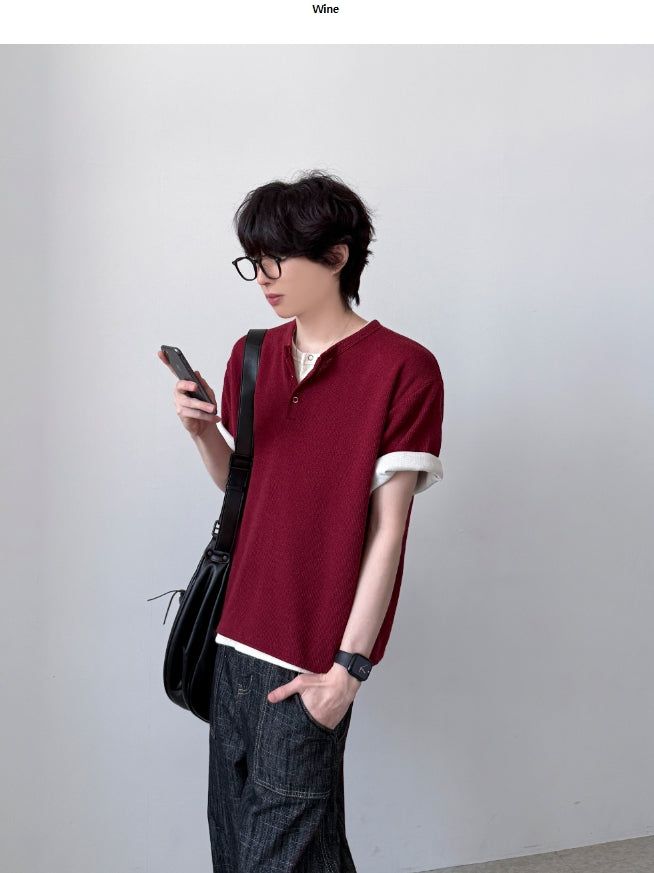 YOURNUS（ユアナス）の「Jetty Henley Neck Half Knit（Tops）」