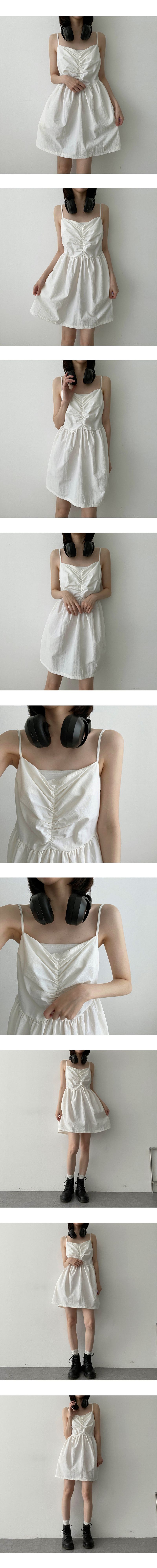 Pleated String Nylon Sleeveless Mini Dress