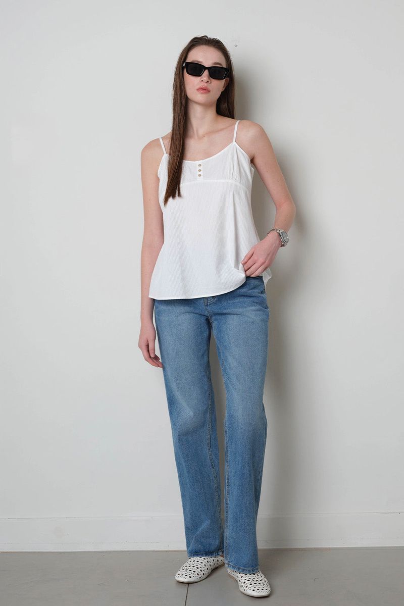 Pin Stripe Sleeveless_White