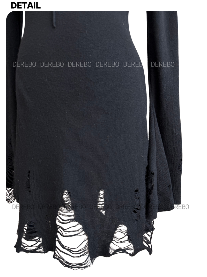 lip-mood black half-turtleneck dress
