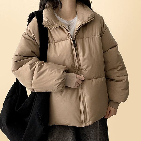 Basic High-Neck Padded Jumper