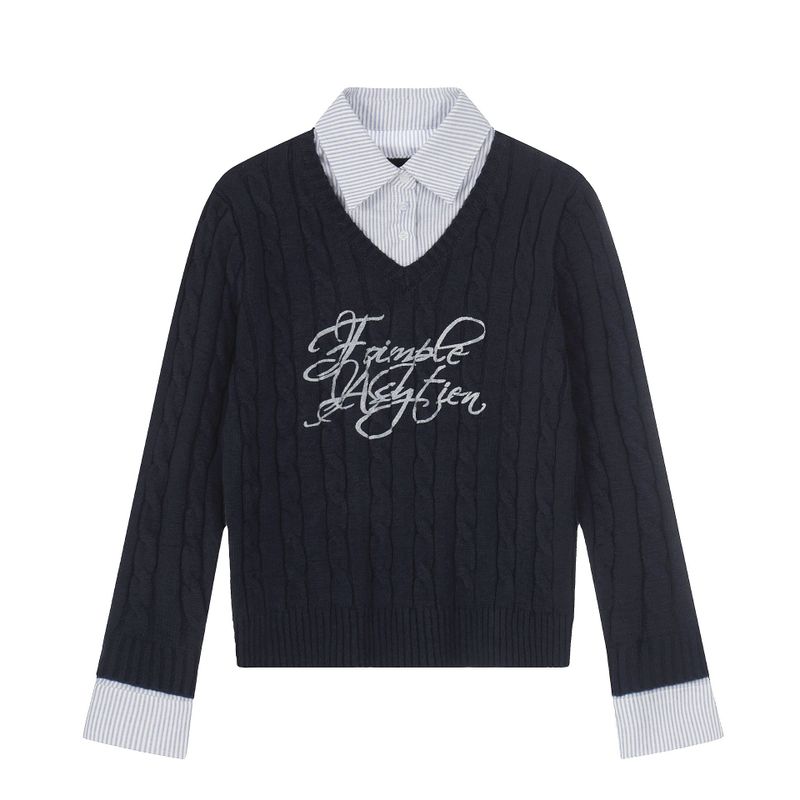 Harlow Shirt-Layer Cable Sweater