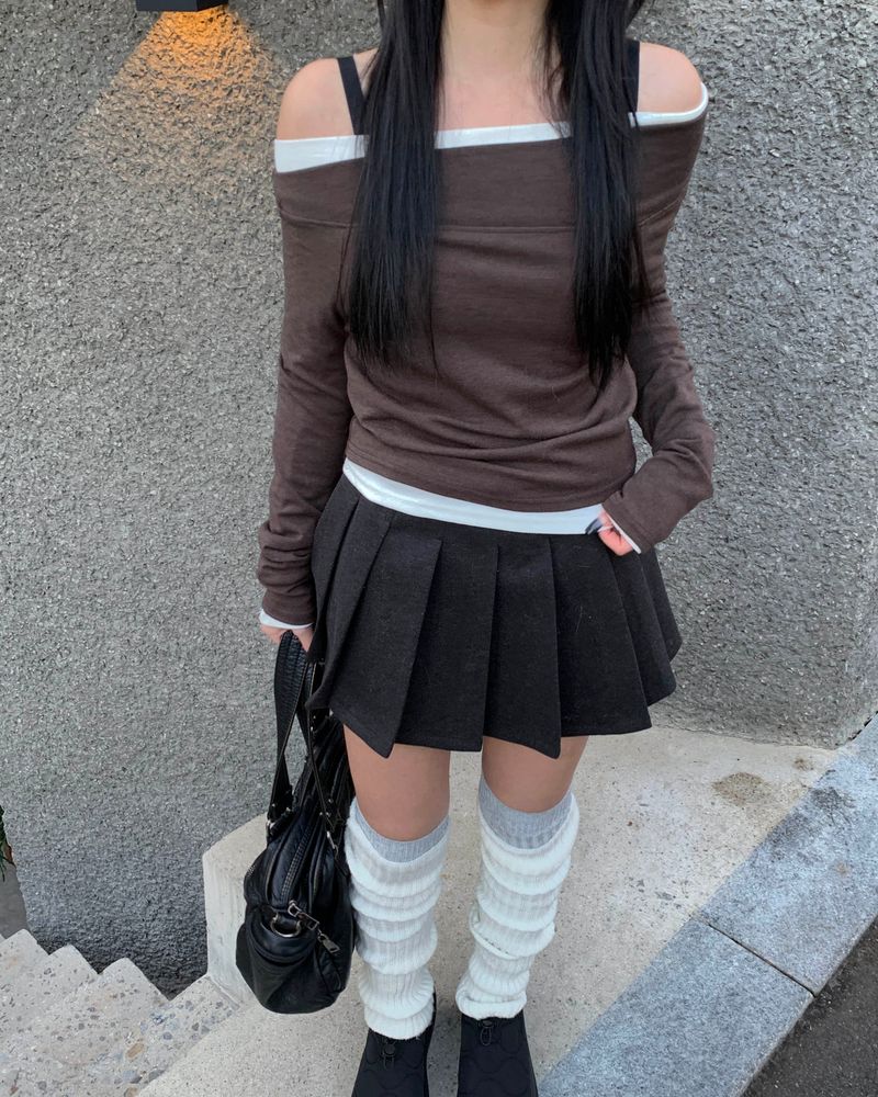 Wool pleated pants skirt