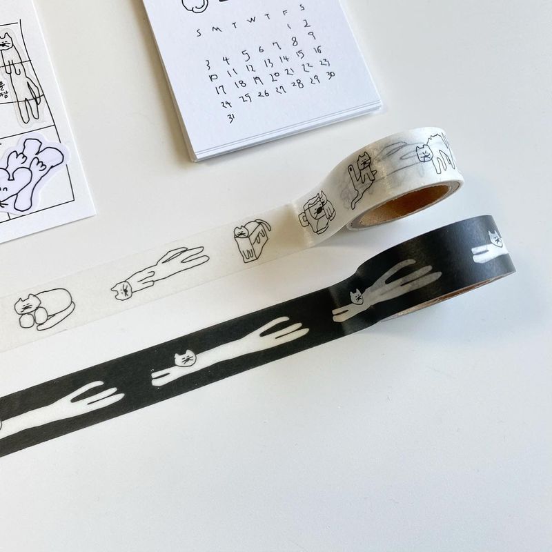 Stretched cat masking tape