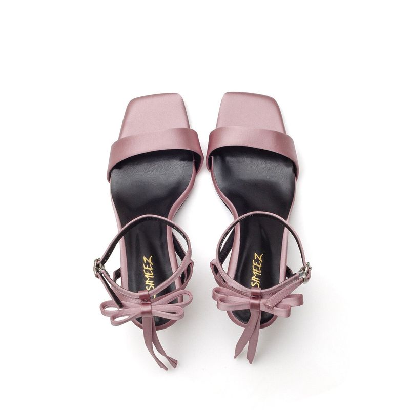 Satin Back Ribbon Sandal Heel(Pink)