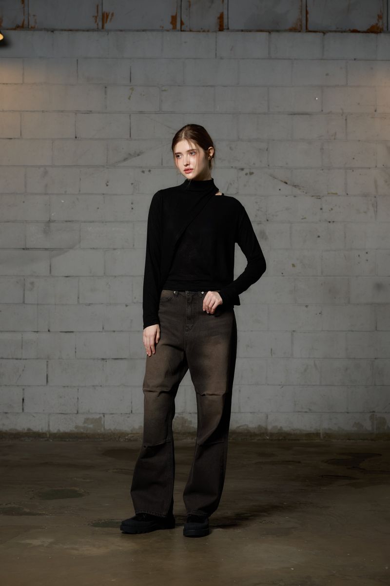 AKARI PPINTUCK DENIM PANTS / BLACK