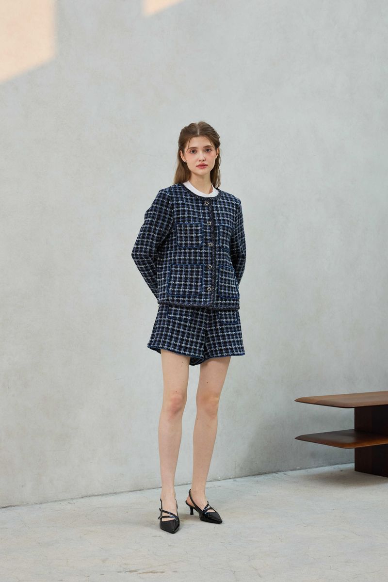 COMELY TWEED SHORTS PANTS / BLACK