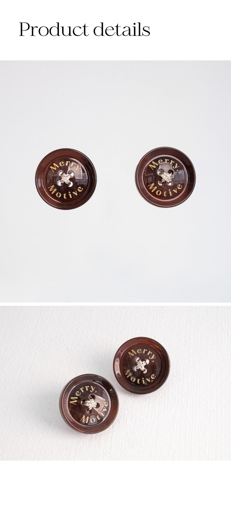 Merry,Motive signature button earring (Wine)