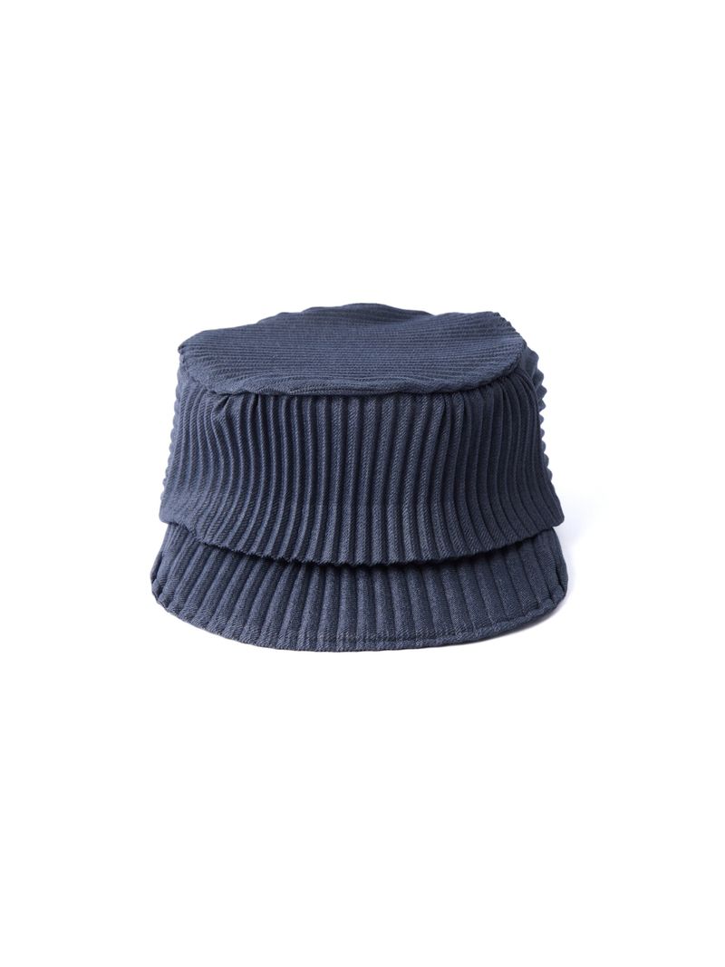 6CRAYON デニムブルー プリーツフラットトップ ストレッチベースボールキャップ