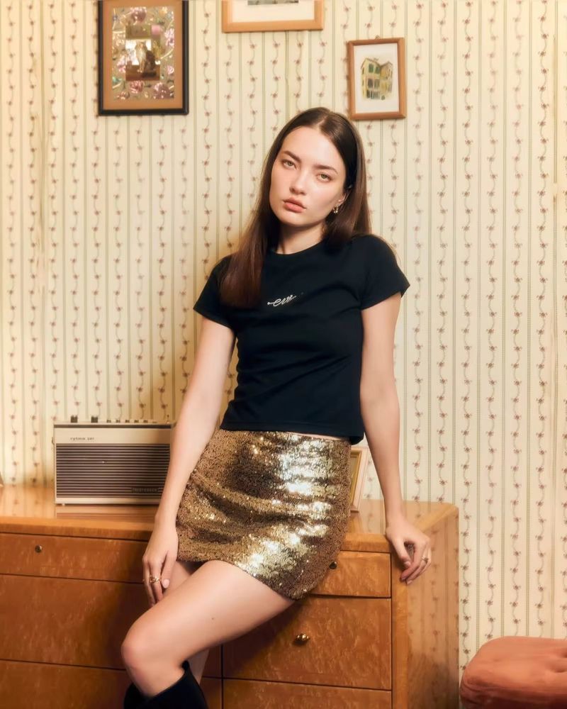 EVIE glint MINI SKIRT GOLD