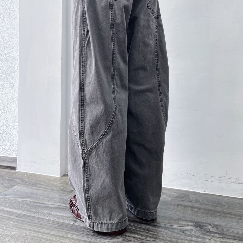 Washed Multi-Button Wide Pants