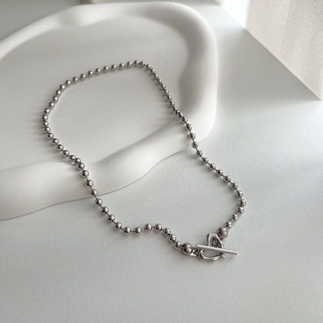 cho Ball Chain Heart Bold Daily Look Choker Short Necklace
