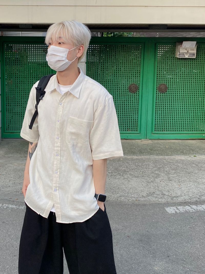 Basic linen short sleeve shirt 4C