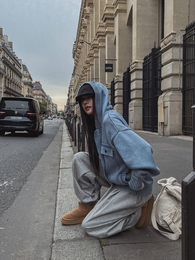 Demon Washing Knit Hood Jacket