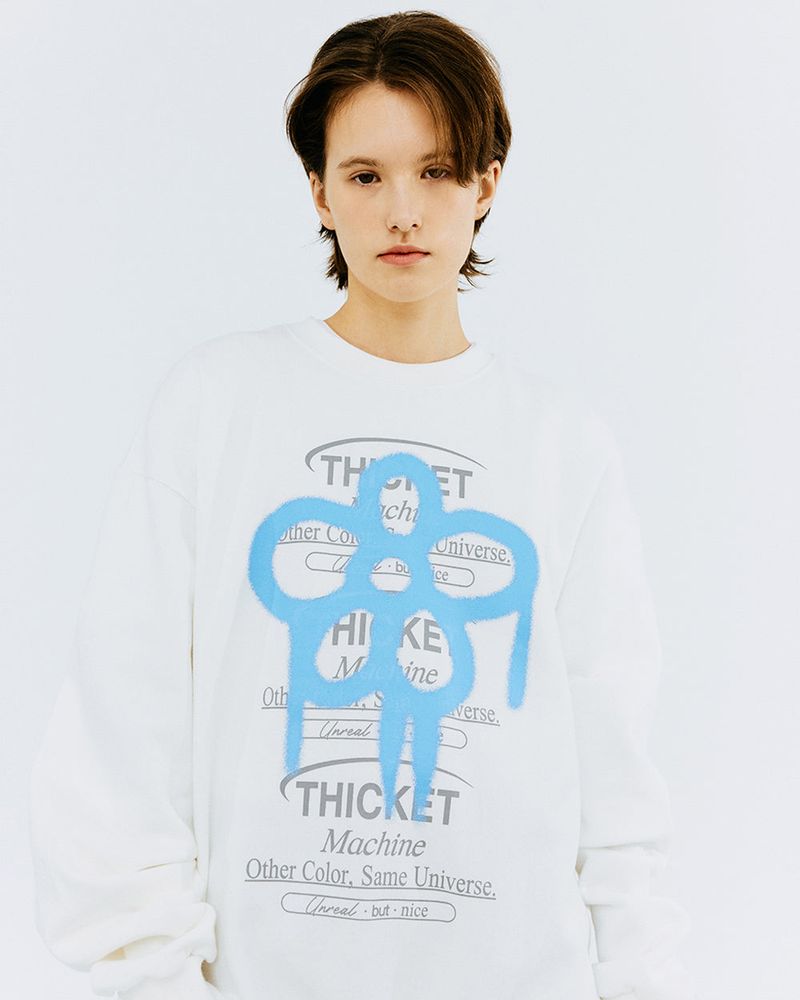 THICKET MACHINE FLOWER SWEATSHIRT-WHITE