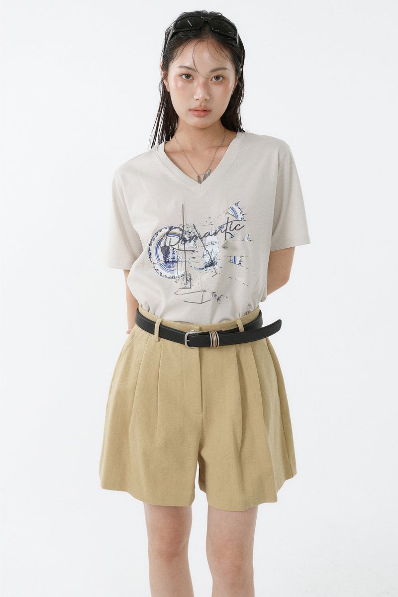 GALAXY V-NECK T-SHIRT_LIGHT BEIGE