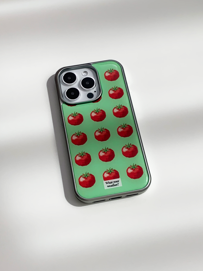 tiny weather（タイニーウェザー）の「フルーツテトリスエポキシーシルバーケース - tomato（スマホグッズ/小物）」