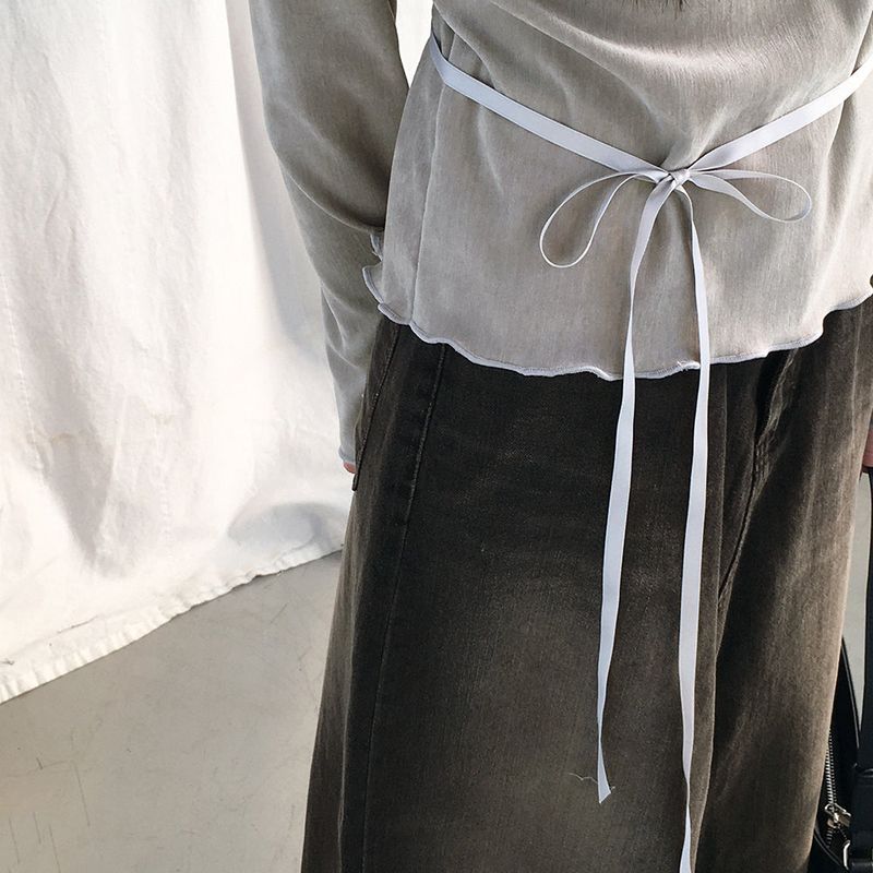 Yat Cat Sand Washed Maxi Denim Long Skirt