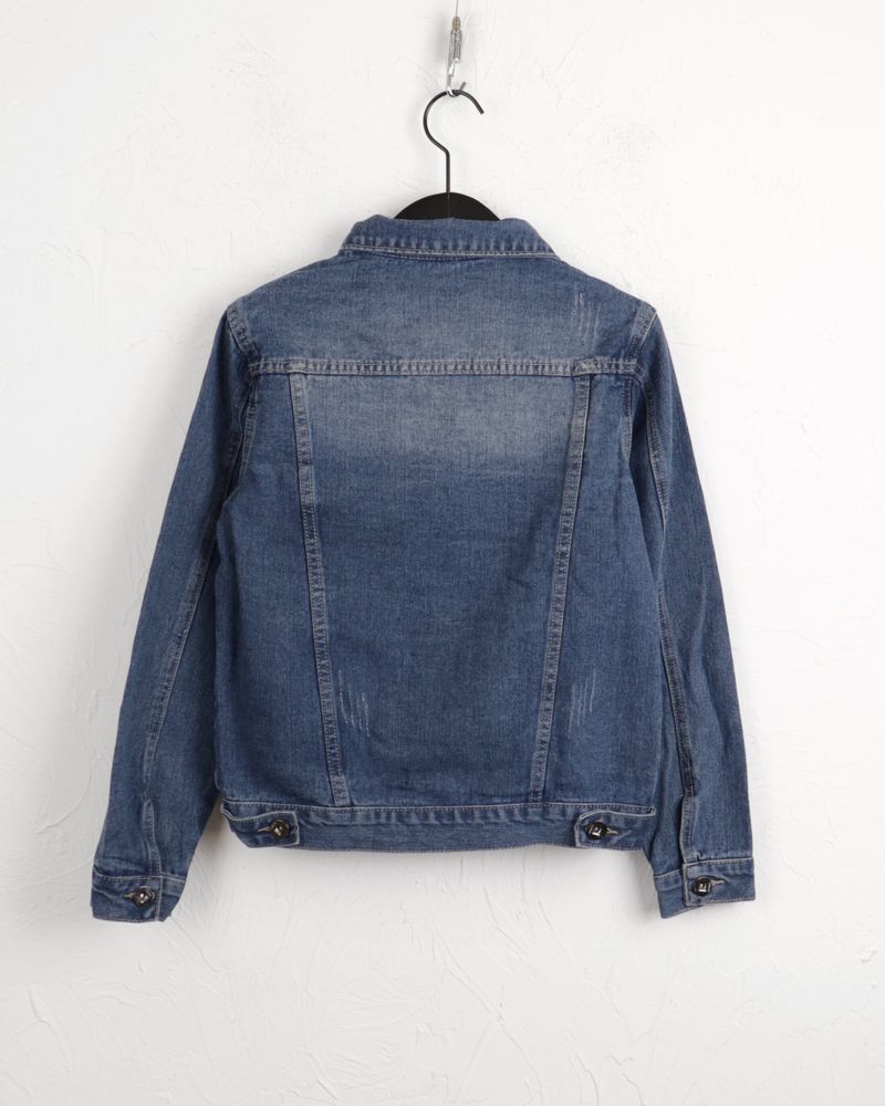 Turned damage slim fit denim jacket