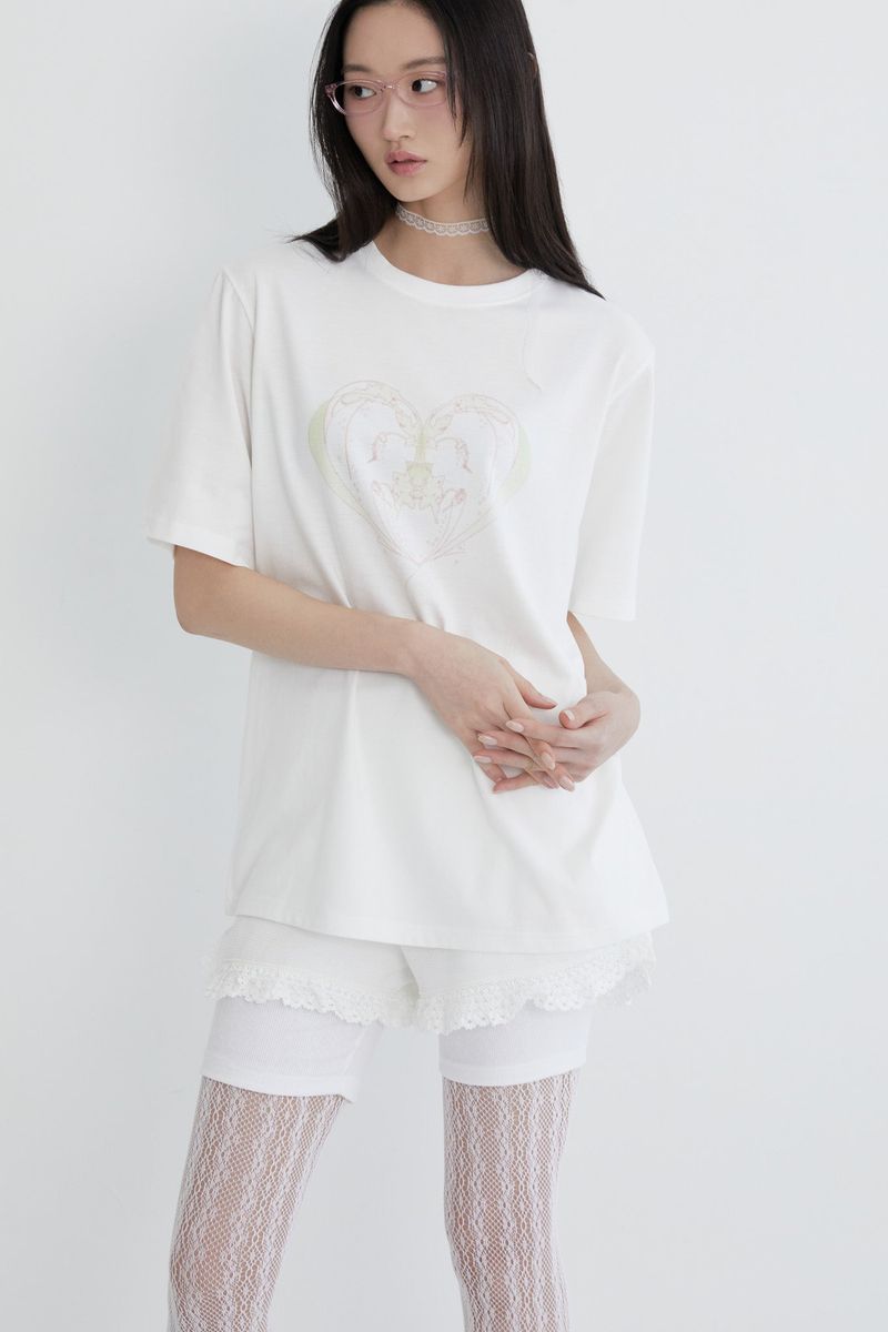 Innermuseum(インナーミュージアム)の「Heart plant overfit T-shirt(PINKGREEN)(Tops)」