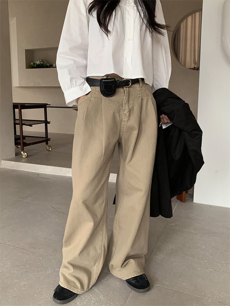 PLAIN WASHED PINTUCK PANTS (2C)