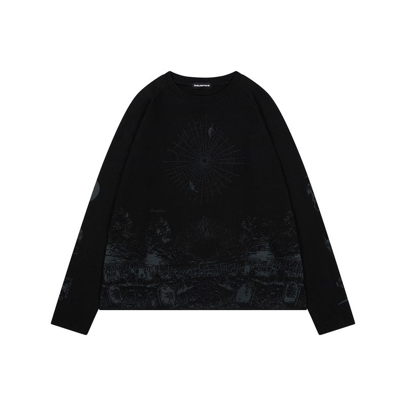 (DUC) BB Graphic Waffle Oversized Long-Sleeve Black