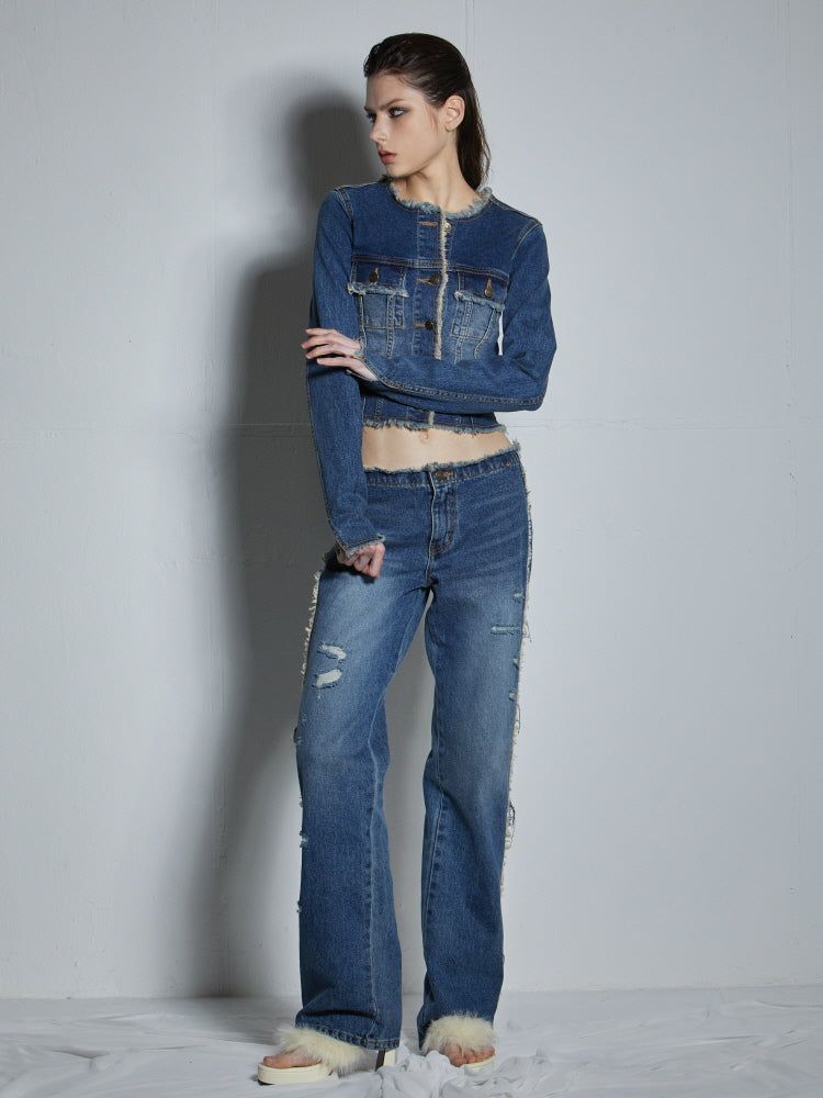 GATELESS（ゲートレス）の「 FRINGED DENIM PANTS（Pants）」