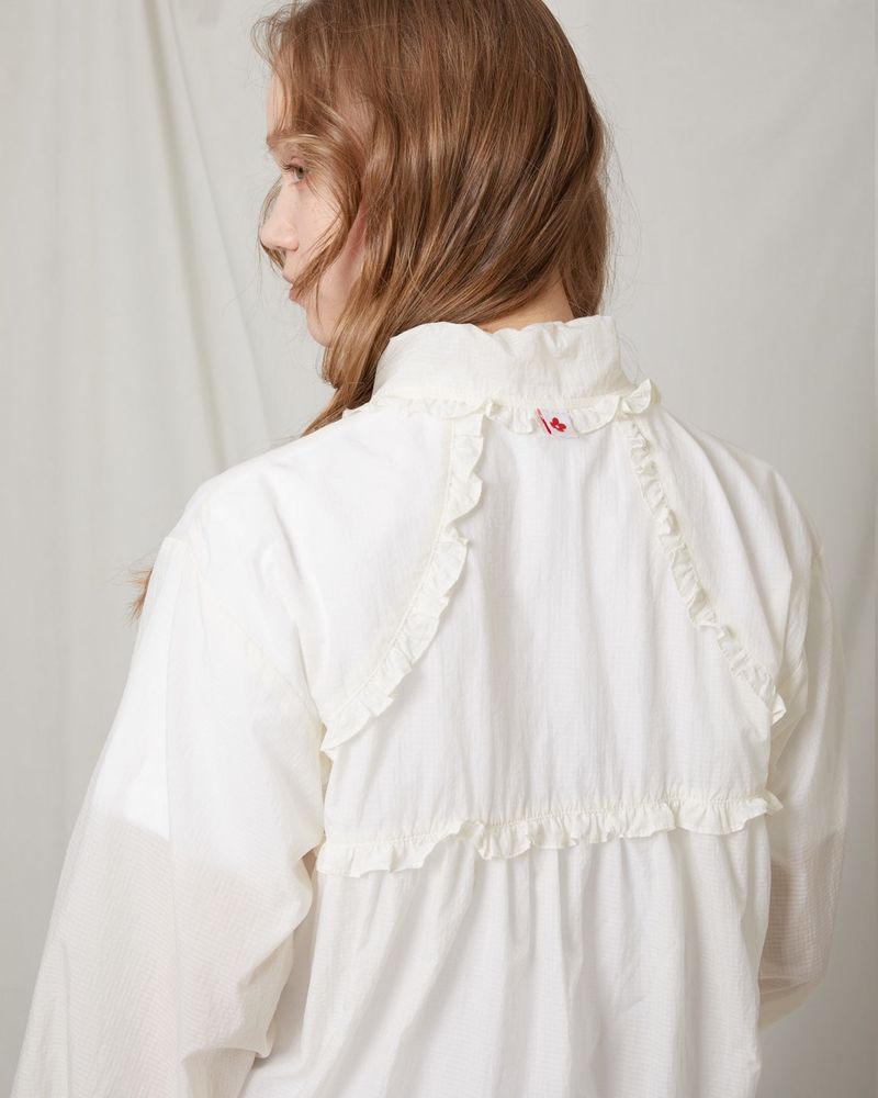 Sheer ruffle jacket / check white