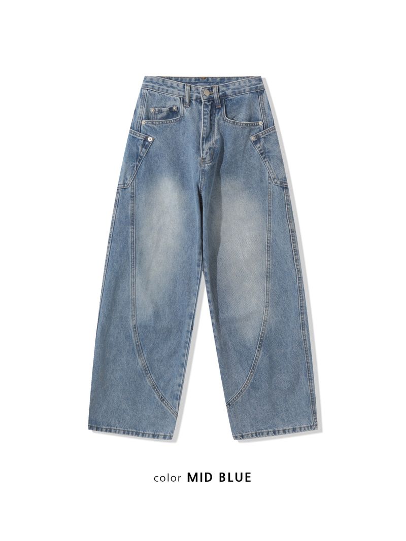 wave washed denim pants(4colors)