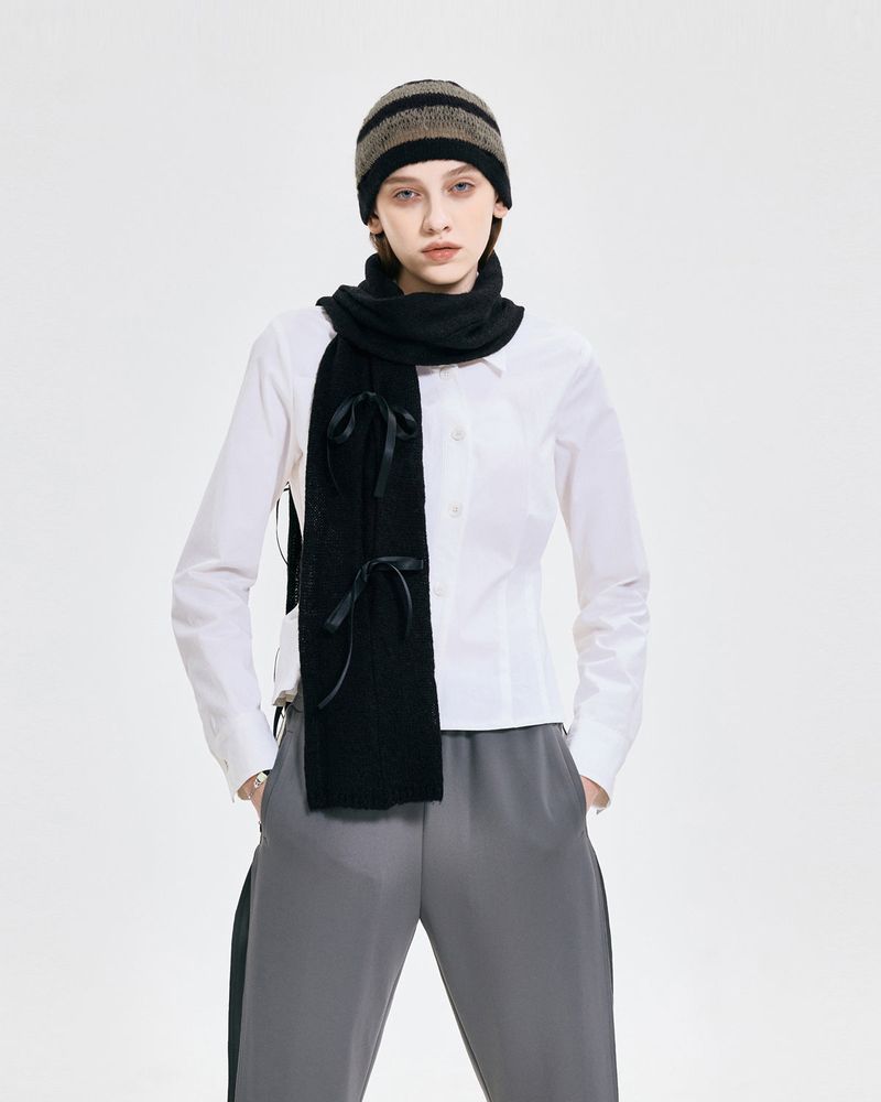 Ribbon Tied Muffler _ BLACK