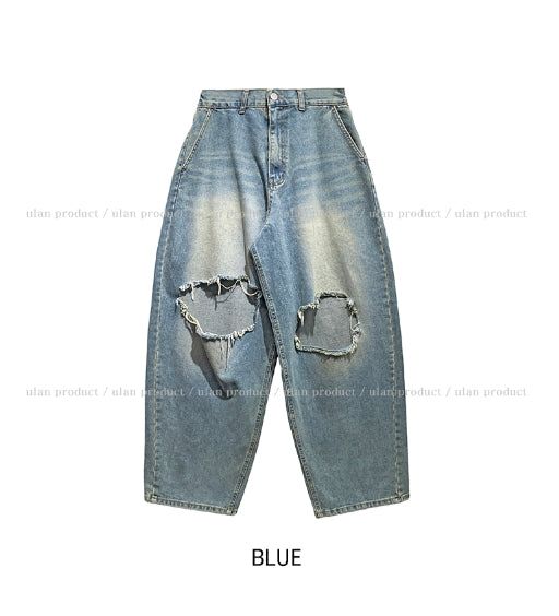 Lecle Funky Damage Balloon Denim Pants
