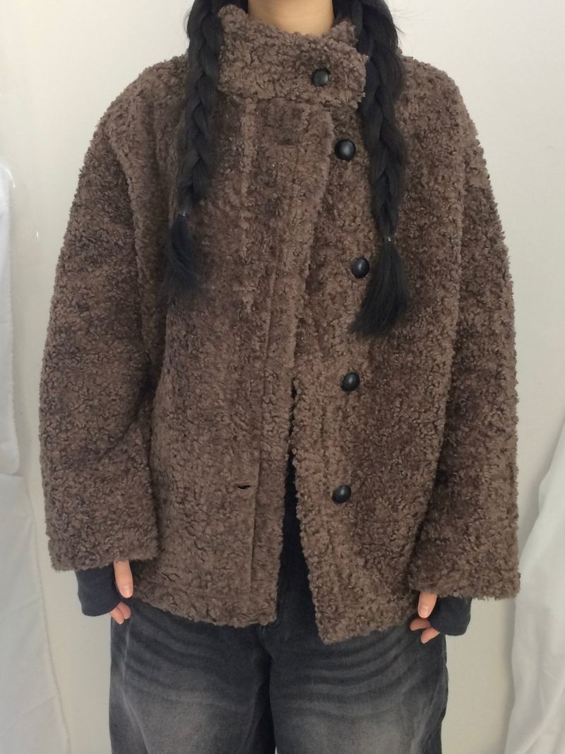 highneck puffy fur jacket