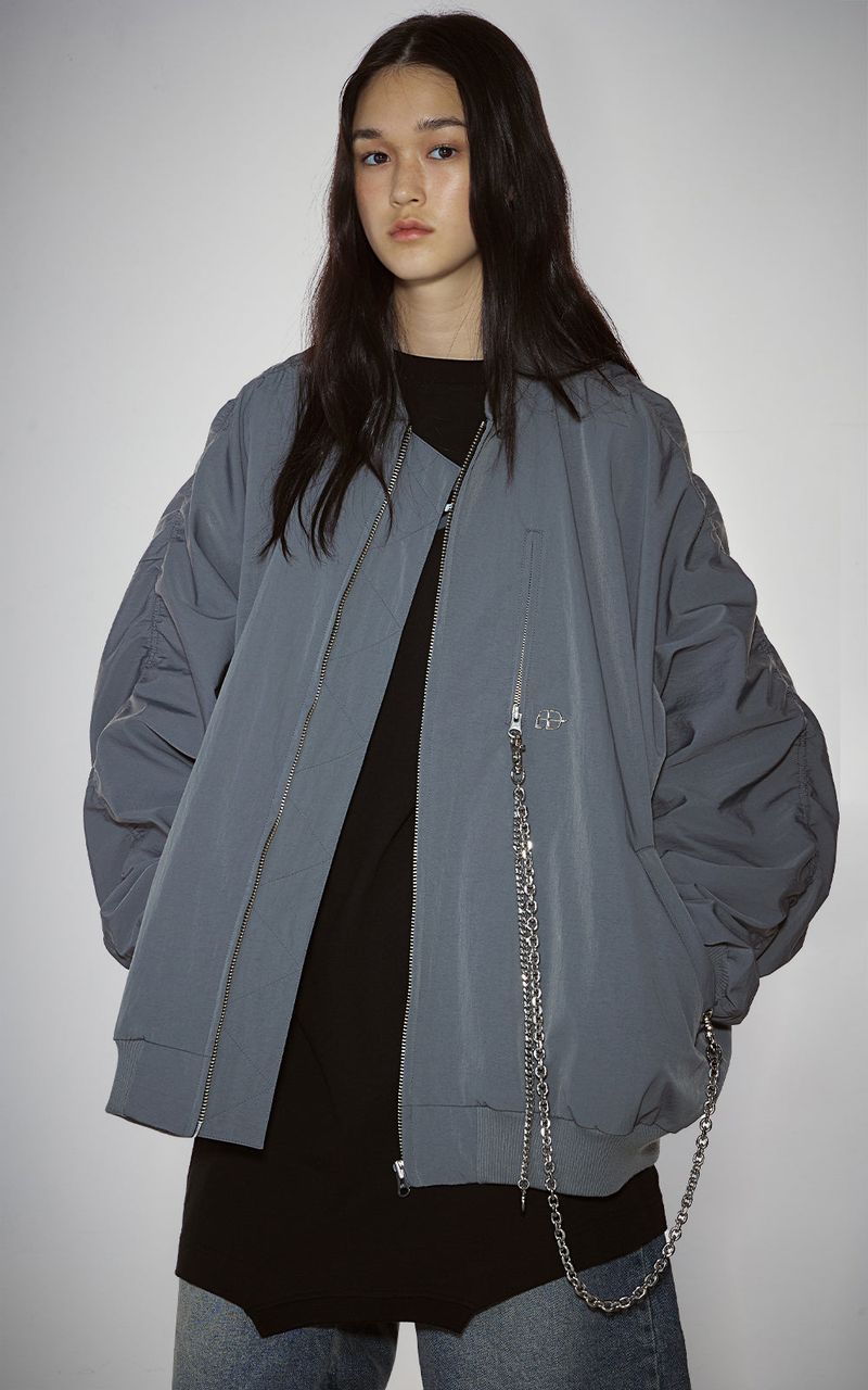 EACH DIFFER(イーチディファー)の「SHIRRING SLEEVED MA-1_GRAY(Jackets/Outerwear)」