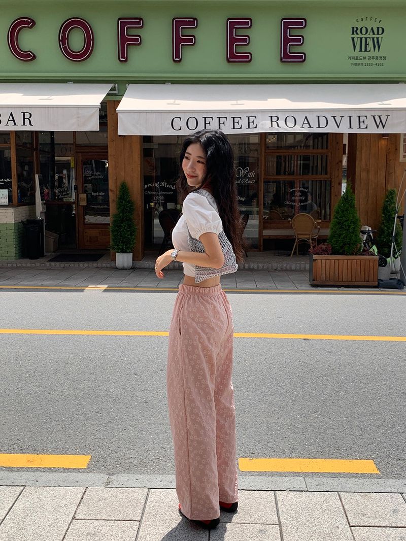 [MADE] PESTO FLOWER WIDE PANTS