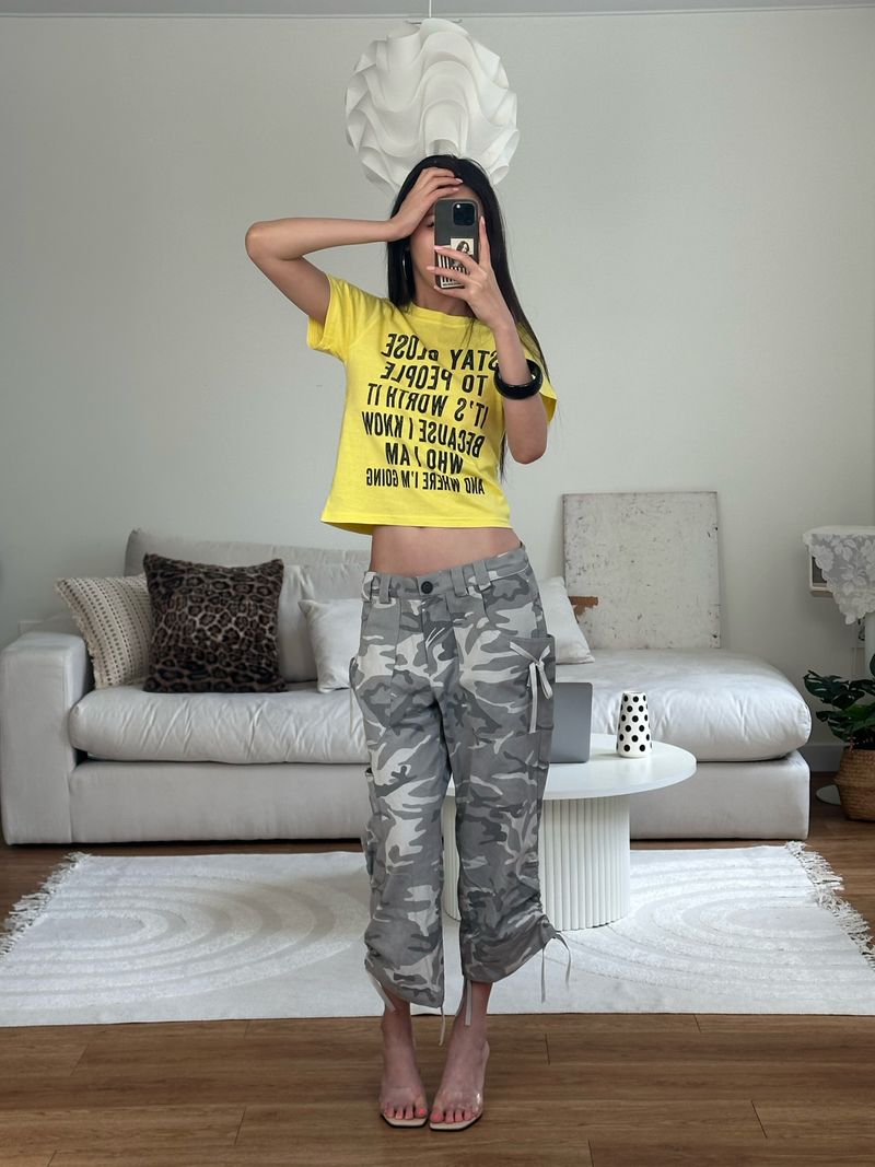 ribbon camo capri pants