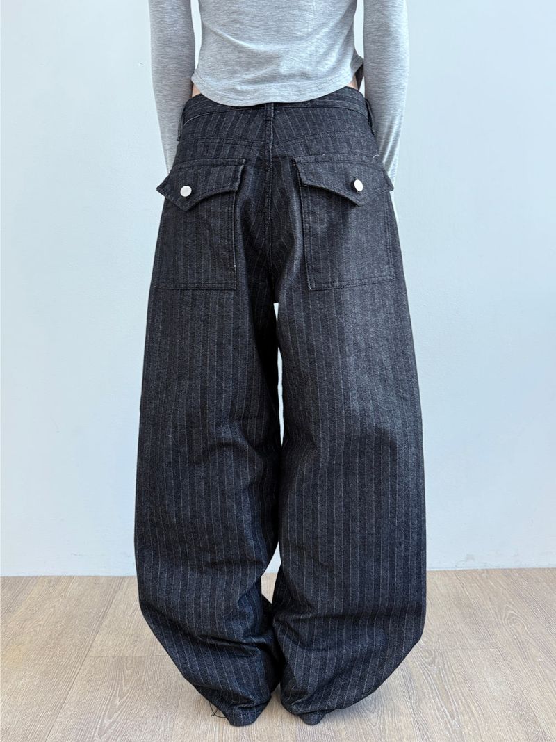  STRIPE BALLOON WIDE PANTS