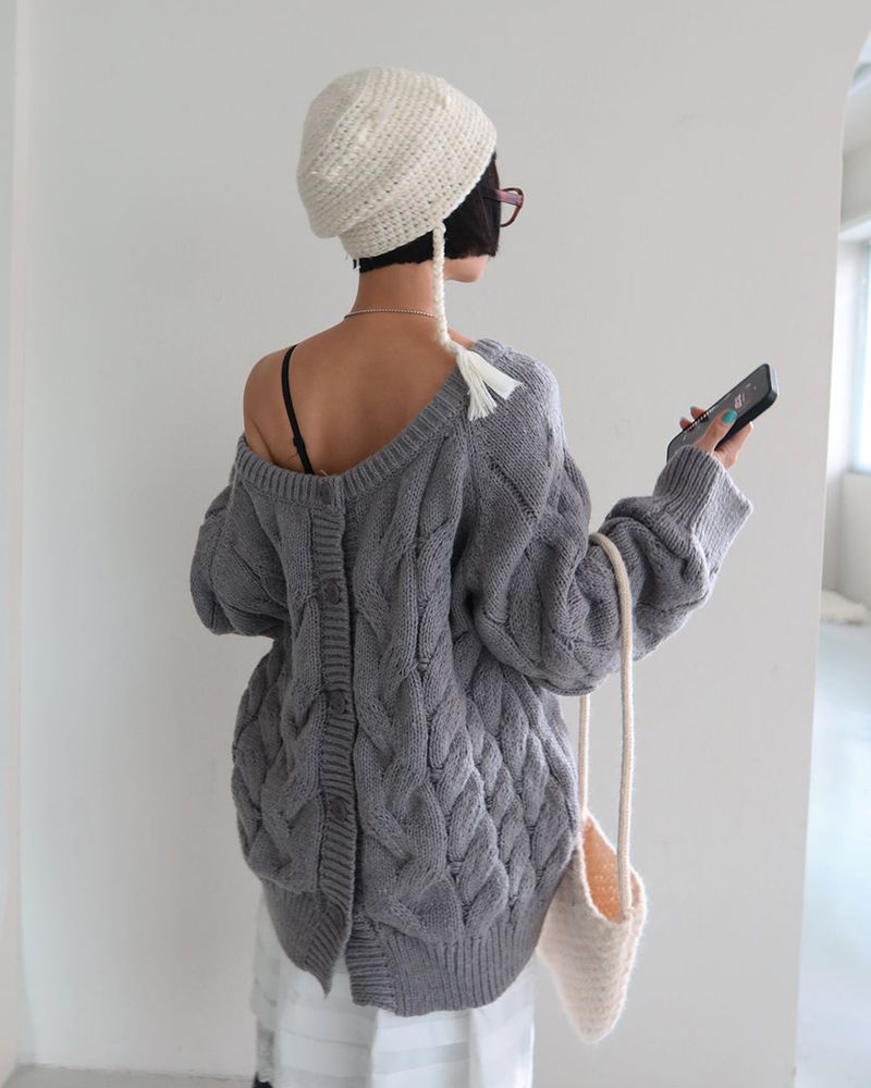Twisted Double-Sided Button Cardigan Knitwear