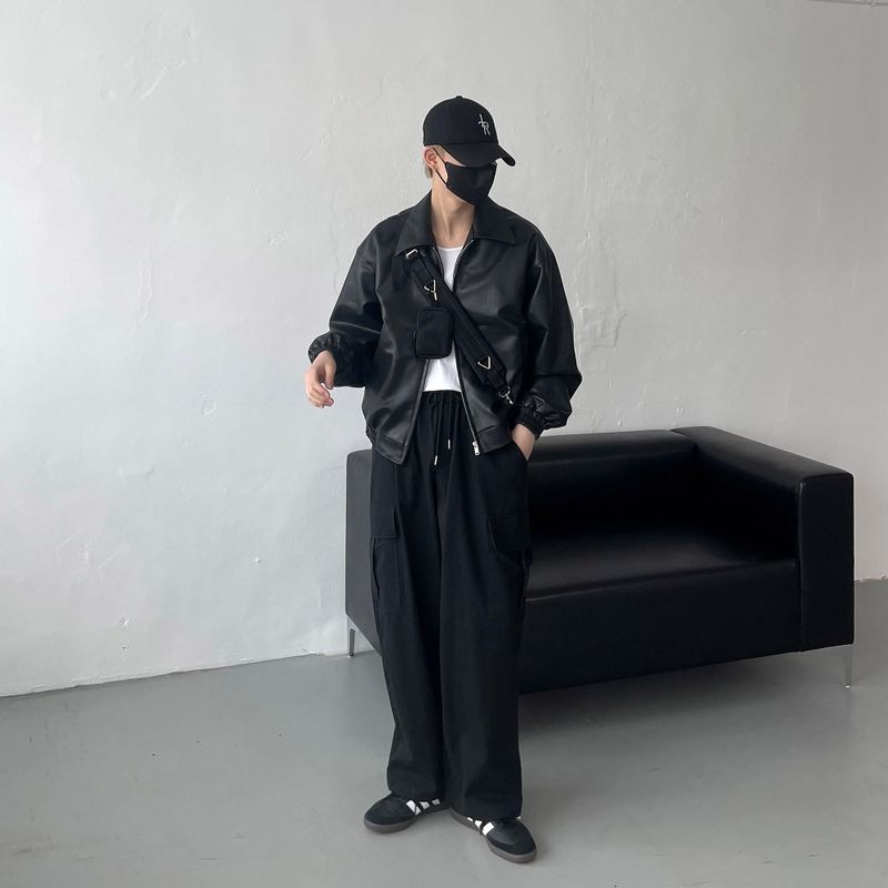 UI leather cropped jacket